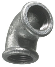 Vinkel galvaniseret 1/2" - muffe/muffe 90 gr.